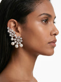 Rahaliya Diamond Pearl Zircon Statement Earcuff Earrings by Prerto — Indian & Arab wedding jewellery