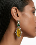 Wajiha Emeralds Citrine Moissanite Polki Kundan Drop Earrings by Prerto
