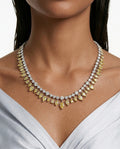 Medha Diamond-Like Zircon Citrine Drops Single Line Necklace Set by Prerto