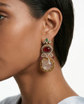 Uzma Pink Ruby Moissanite Polki Kundan Earrings by Prerto