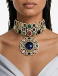 Calla Multi Colour Moissanite Polki Kundan Statement Luxe Necklace Set by Prerto