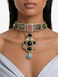 Huda Multi Colour Moissanite Polki Kundan Statement Luxe Necklace Set by Prerto