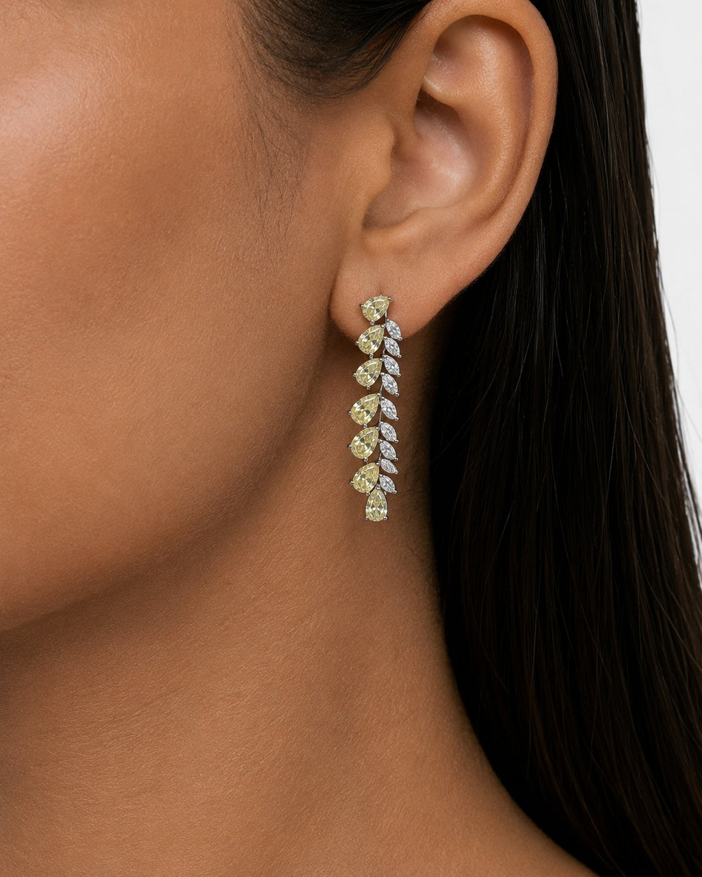 Zaria Y Necklace Citrine and Diamond-Like Zircon Statement Necklace Set (Necklace & Earrings)