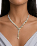 Zaria Y Necklace Citrine and Diamond-Like Zircon Statement Necklace Set (Necklace & Earrings)