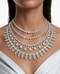3 Layer Dimonte Tear Drop Necklace Set & Baguette Rose Diamond Set (Maharani Set)