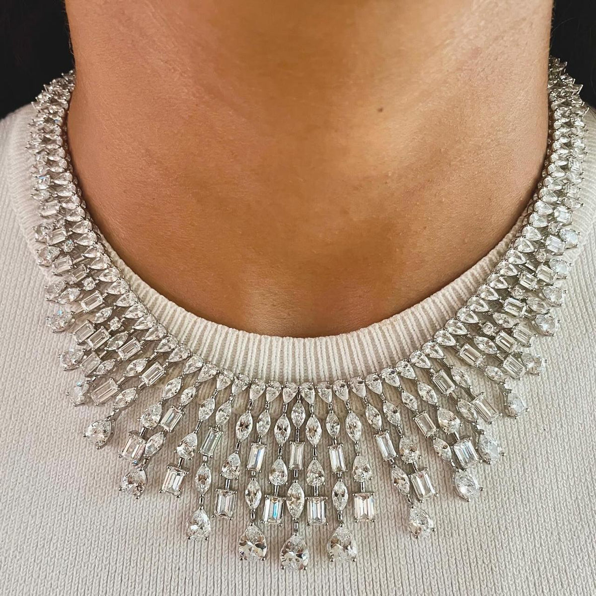 Rain Drop Dimonte Necklace Set & Baguette Rose Diamond Set (Maharani Set)