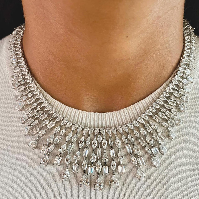 Rain Drop Dimonte Necklace Set & Baguette Rose Diamond Set (Maharani Set)