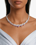 Purple Elara Diamond-Like Zircon Necklace Set (Necklace & Earrings)