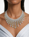 Imperia Citrine And Diamond-Like Zircon Statement Necklace Set (Necklace & Earrings)