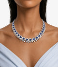 Eden Floral Sapphire & Diamond-Like Zircon Statement Necklace Set (Necklace & Earrings)