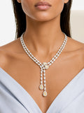 Roselle Drop Necklace Citrine and Diamond-Like Zircon Statement Necklace Set (Necklace & Earrings)