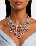 Ruby Diamond Drops Necklace Set – Necklace & Earrings