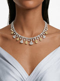Vivienne Fan Citrine Drop & Diamond-Like Zircon Statement Necklace Set (Necklace & Earrings)