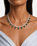 Inaya Emerald Drop & Zircon Diamond Necklace Set (Necklace & Earrings)