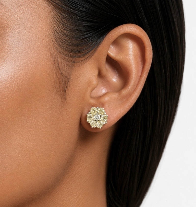 Colette Citrine Bloom & Diamond-Like Zircon Statement Pendant Necklace Set (Necklace & Earrings)