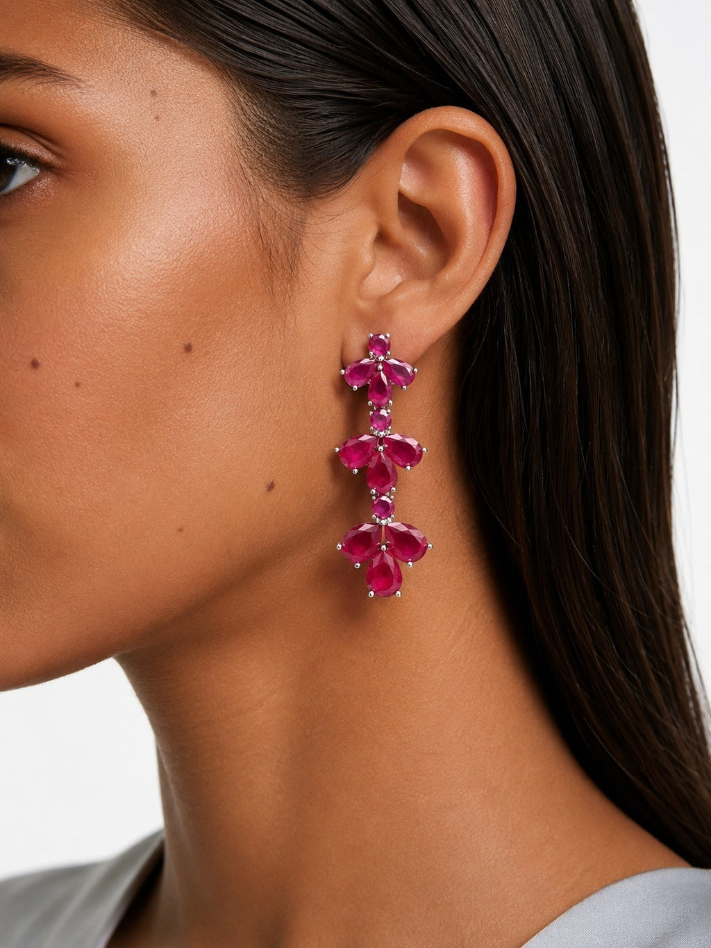 Fiorella Ruby Diamond-Like Zircon Statement Pendant Necklace Set (Necklace & Earrings)