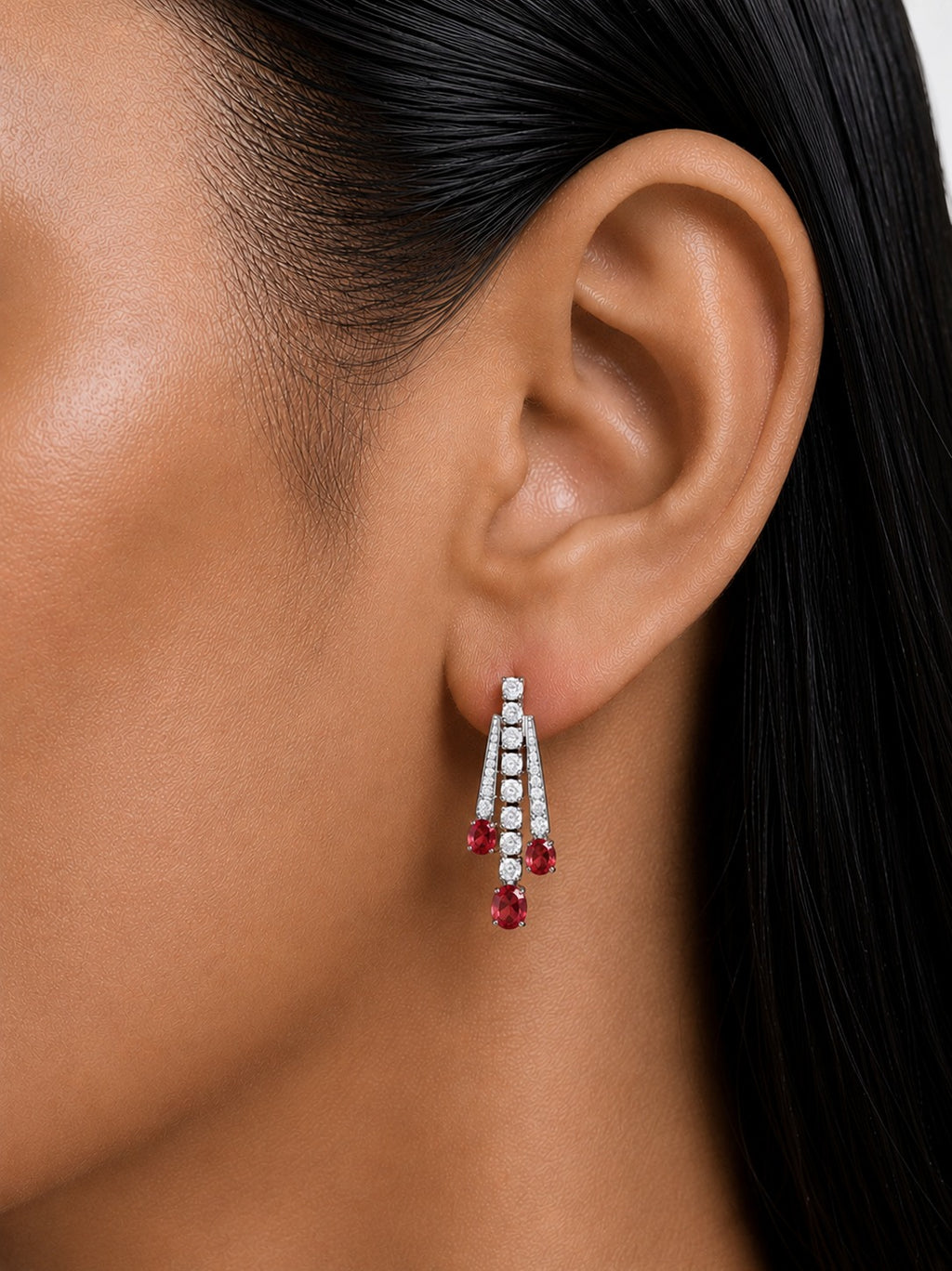 Ruby Elara Diamond-Like Zircon Necklace Set (Necklace & Earrings)
