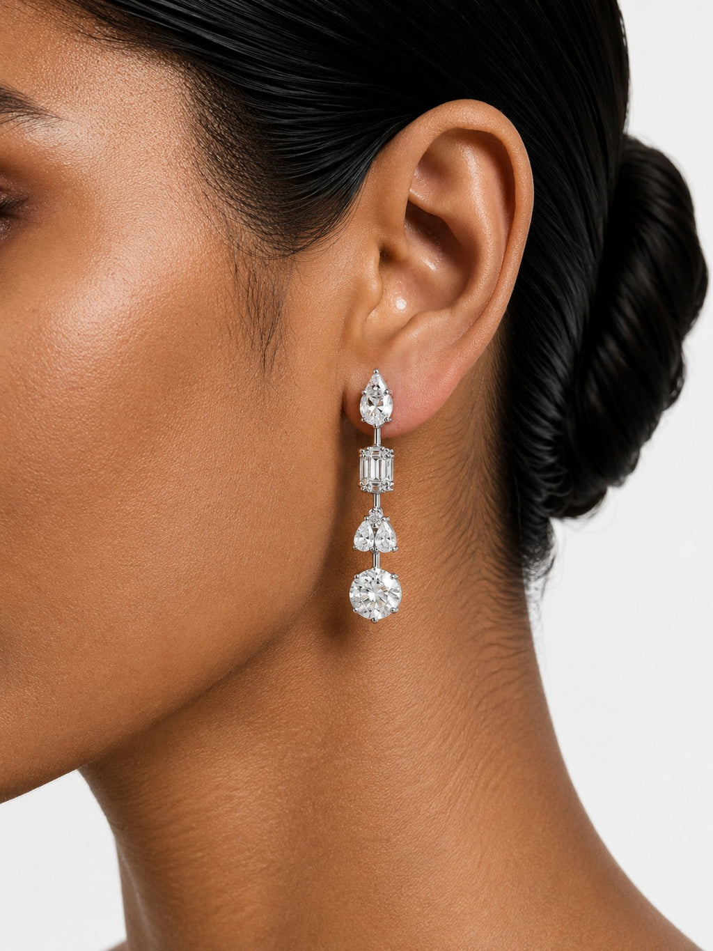 The Promise Diamond-Like Zircon Setting Statement Necklace Set (Necklace & Earrings)