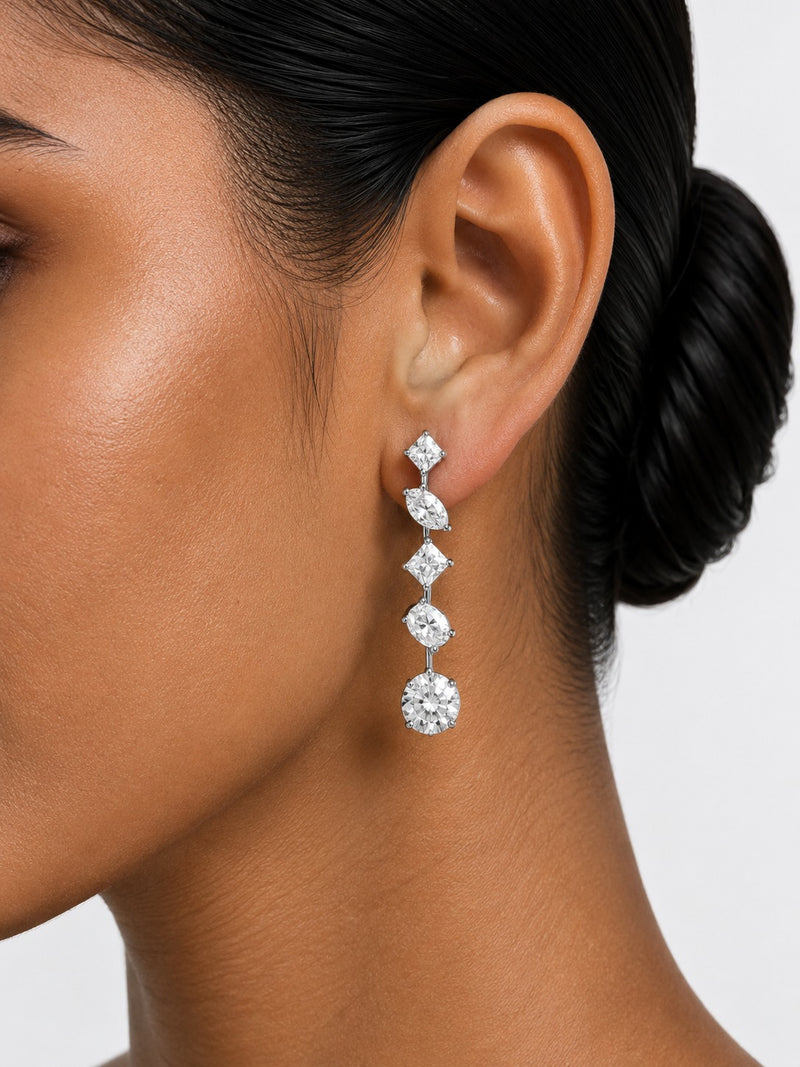 The Keepsake Diamond-Like Zircon Compressed Setting Statement Necklace Set (Necklace & Earrings)