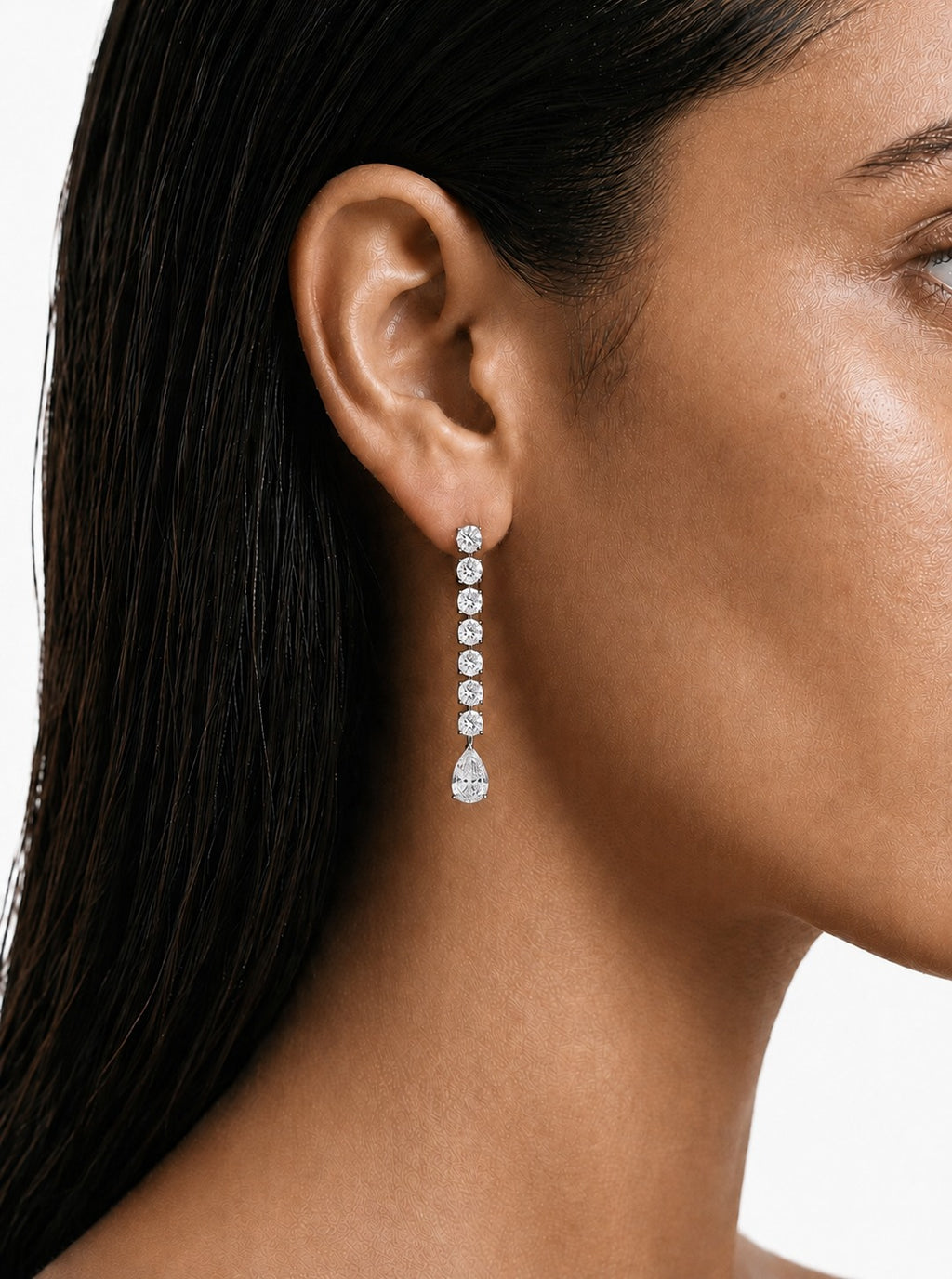 Inaya Diamond Drop & Zircon Diamond Necklace Set (Necklace & Earrings)