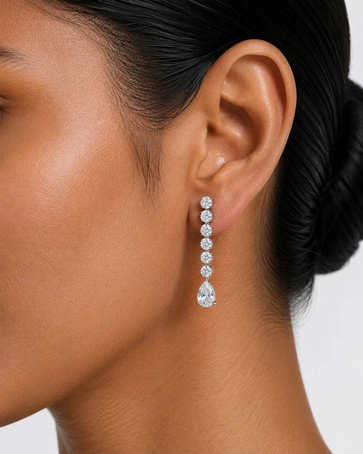 Maharani The Willow Diamond-Like Zircon Statement Necklace Set & Layan Diamond Rectangular-Cut & Pear Diamond-Like Zircon Statement Necklace Set (2 Necklaces & 2 Earrings)