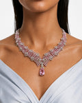 Sahira roze diamantachtige zirkoon statement kettingset – ketting en oorbellen