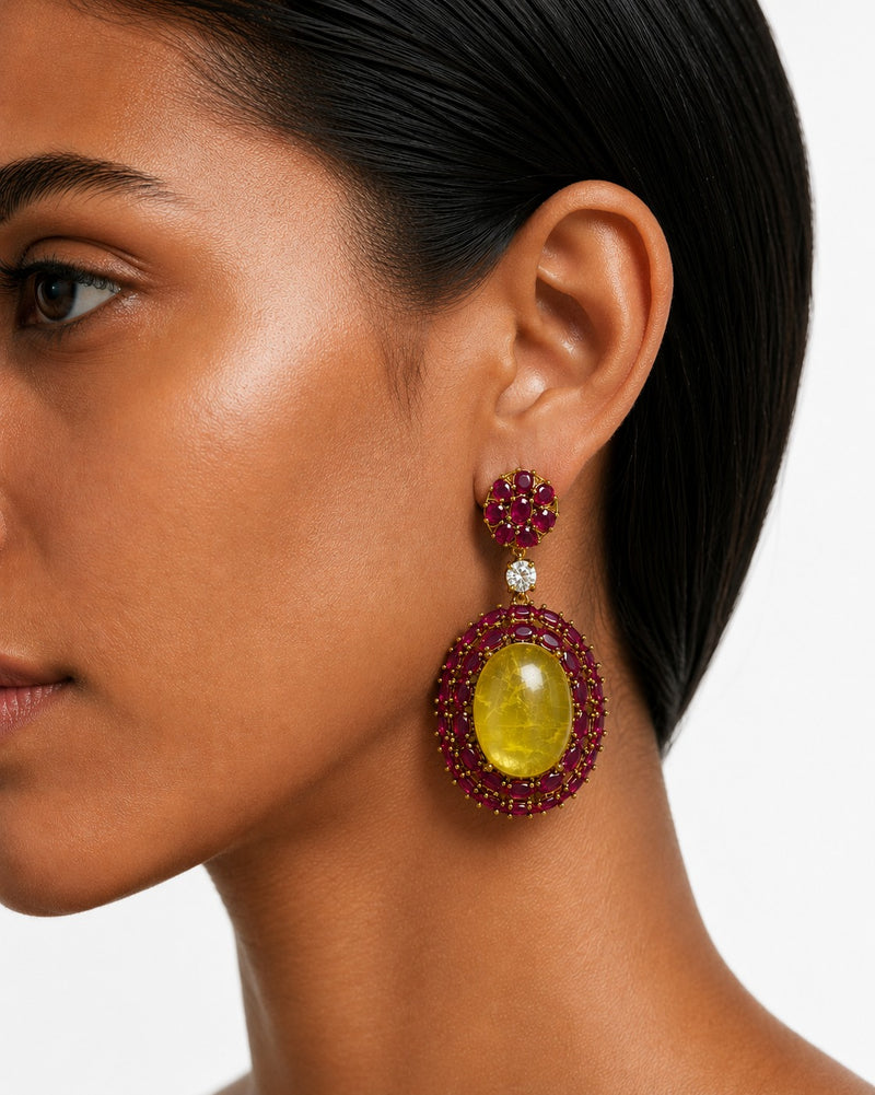 Aylin Citrine & Zircon Statement Earrings