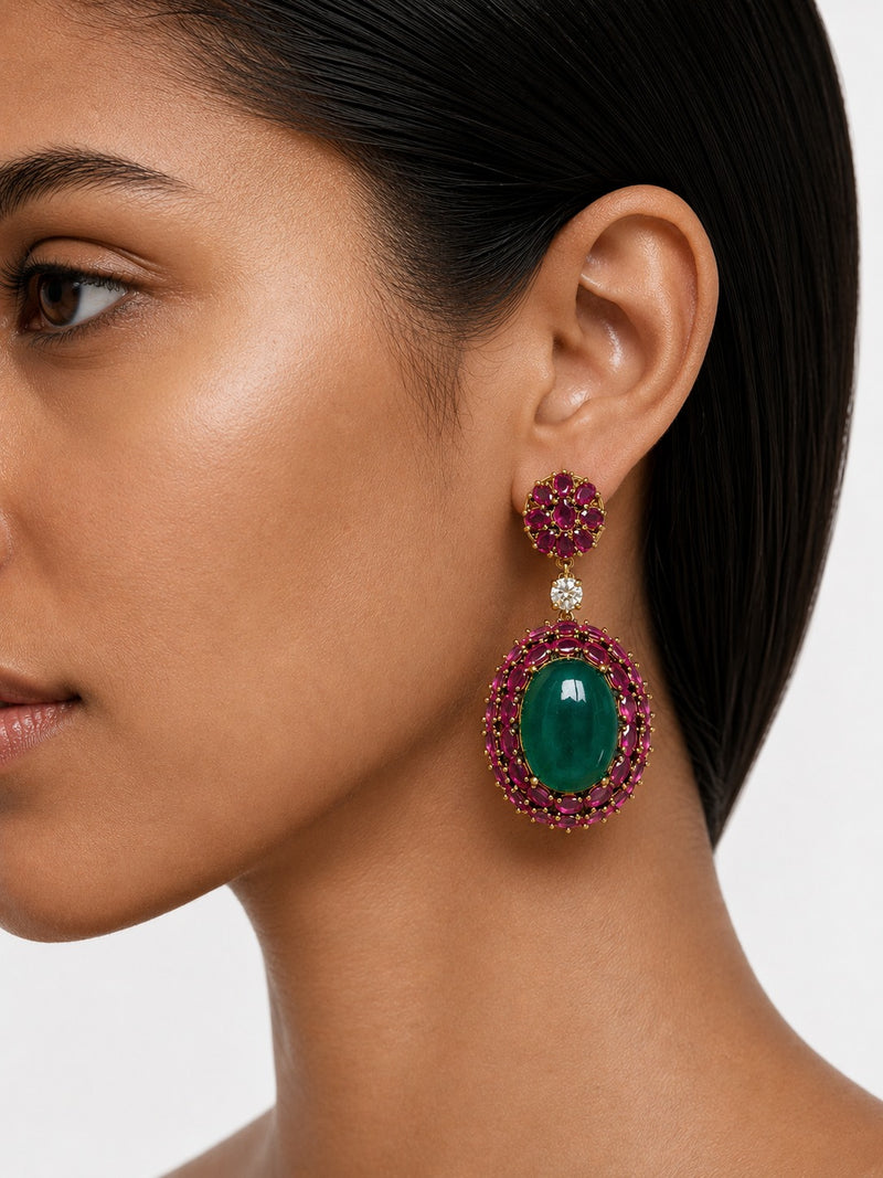 Aylin Emerald & Zircon Statement Earrings