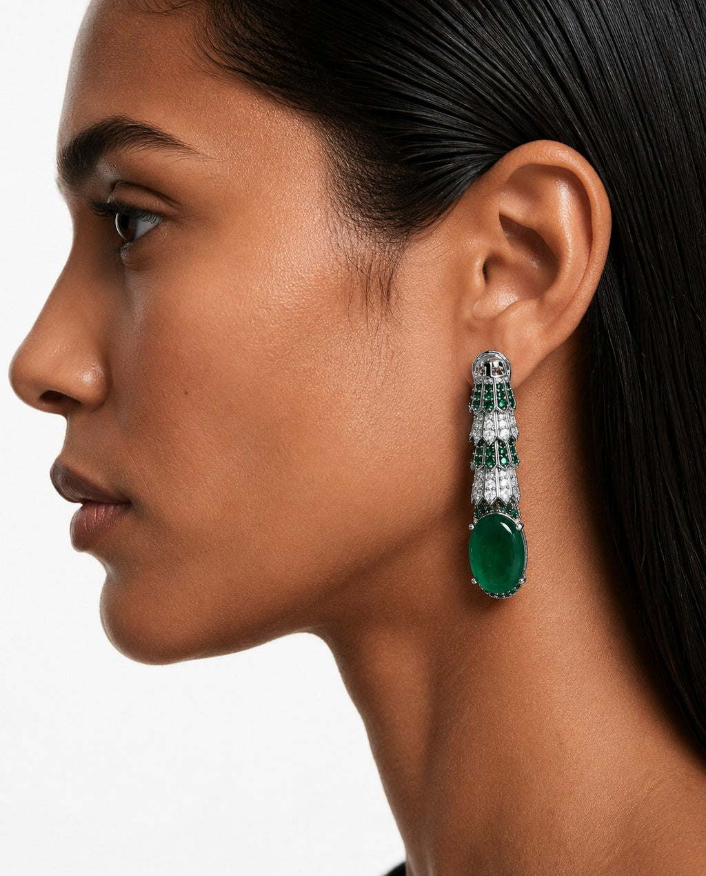 Elyna Emerald Diamond-achtige zirkoon choker kettingset – ketting en oorbellen