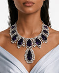 Arezoo Purpel Diamond-Like Zircon Statement Necklace Set – Necklace & Earrings