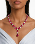 Zarelle Ruby diamantachtige zirkoon statement kettingset – ketting en oorbellen