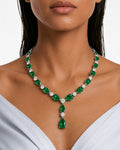 Zarelle Emerald Diamond-Like Zircon Statement Necklace Set – Necklace & Earrings