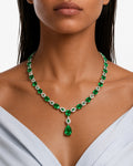 Mireya Emerald Diamond-Like Zircon Teardrop Necklace Set – Necklace & Earrings