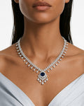 Elisia Sapphire Diamond-Like Zircon Floral Necklace Set – Necklace & Earrings