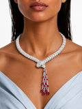 Serafina Ruby diamantachtige zirkoon statement kettingset – ketting en oorbellen