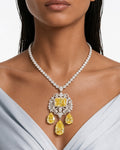 Nareesa citrien diamantachtige zirkoon statement kettingset – ketting en oorbellen