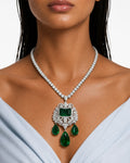 Nareesa Emerald diamantachtige zirkoon statement kettingset – ketting en oorbellen