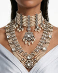 Maharani Nuriya & Afsheen Pearl Polki Kundan with Zircon Diamond Set – Long Haar, Necklace & Earrings