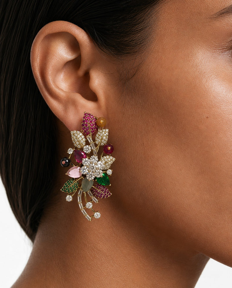Lévana Multicolor Floral Diamond-Like Zircon Earrings
