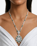 Rumeha Emerald Diamond-Like Zircon Statement Necklace Set – Necklace & Earrings