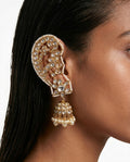 Eashal Gold-Tone Semi-Precious Polki Kundan Pearl Line Statement Earcuff Earrings