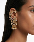 Avira Gold-Tone Semi-Precious Polki Kundan Pearl Drops Statement Earcuff Earrings