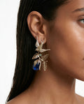 Miu Sapphire Bird & Leaf Diamond-Like Zircon Earrings