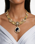 The Riva Sapphire Moissanite Necklace Set  (Necklace & Earrings)