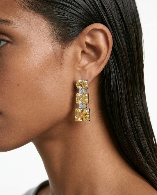 Maharani Dalia Citrine Teardrop Diamond-Like Zircon Statement Necklace Set & Dima Citrine and Diamond-Like Zircon Statement Necklace Set (2 Necklaces & 2 Earrings)