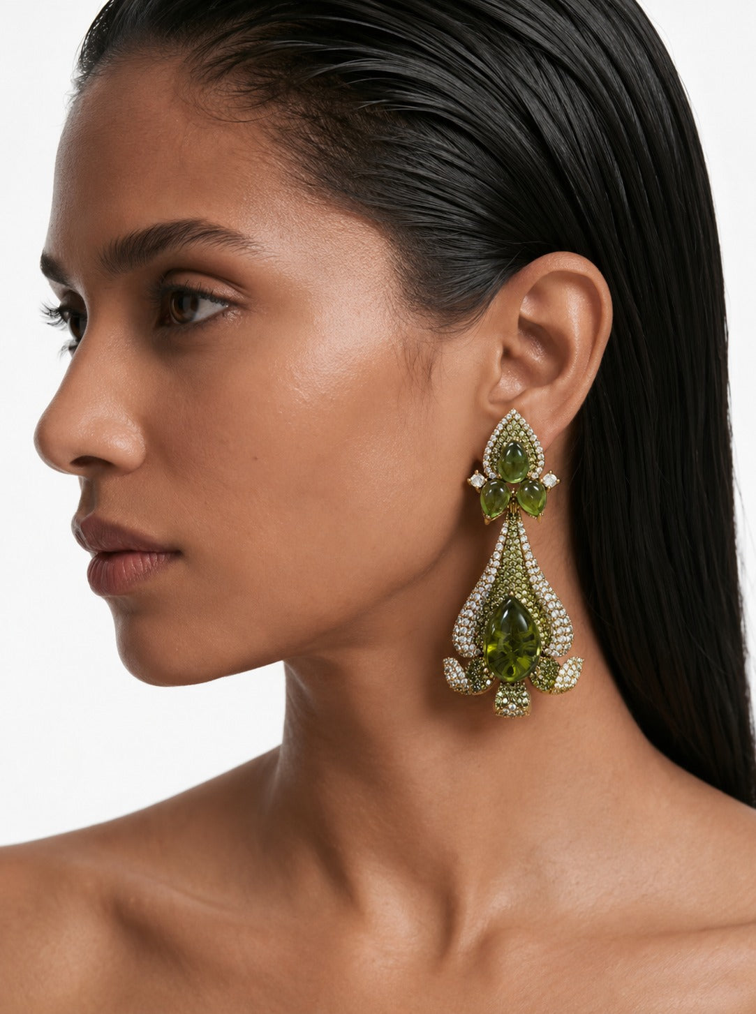 Sovi Olive with Zircon Diamond Detailing Earrings