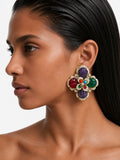 Zunaira Multicolor Leaf Diamond-Like Zircon Stud Earrings