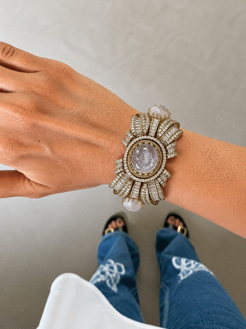 Lepis Noor Kundan Polki Cuff Bracelet