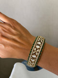 Mia Emerald Kundan Polki Detailing With Diamond Kada Bangles (Set of 2)