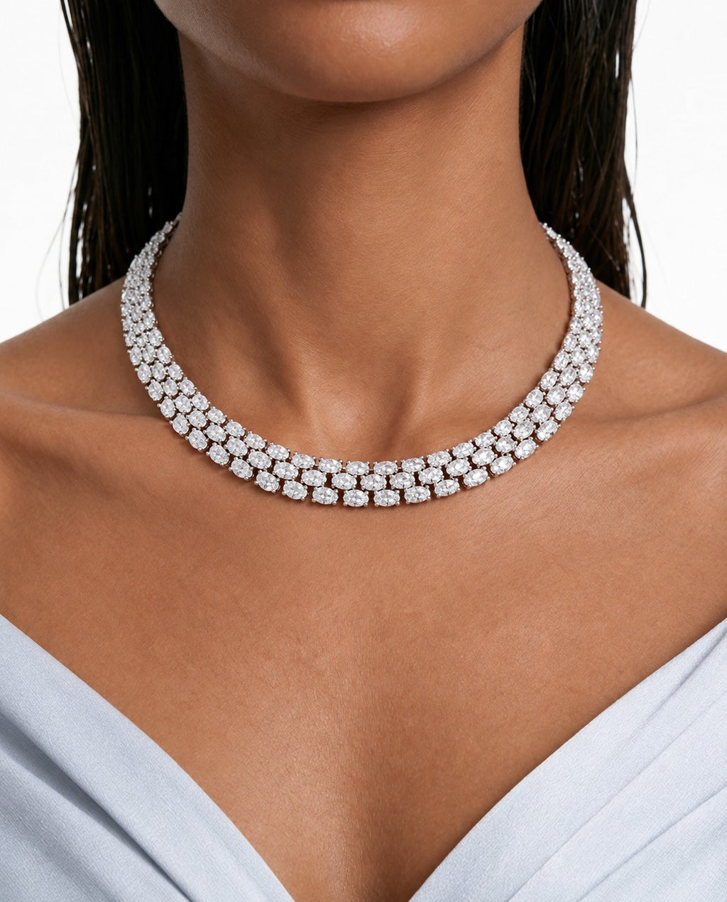 Ruelle Floral Diamond-Like Zircon Necklace Set – Necklace & Earrings